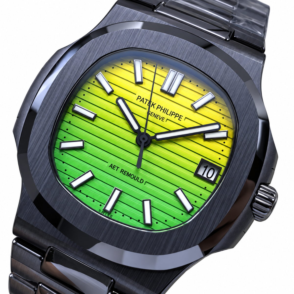 Patek Philippe Black Ceramic Nautilus Yellow Green Gradient