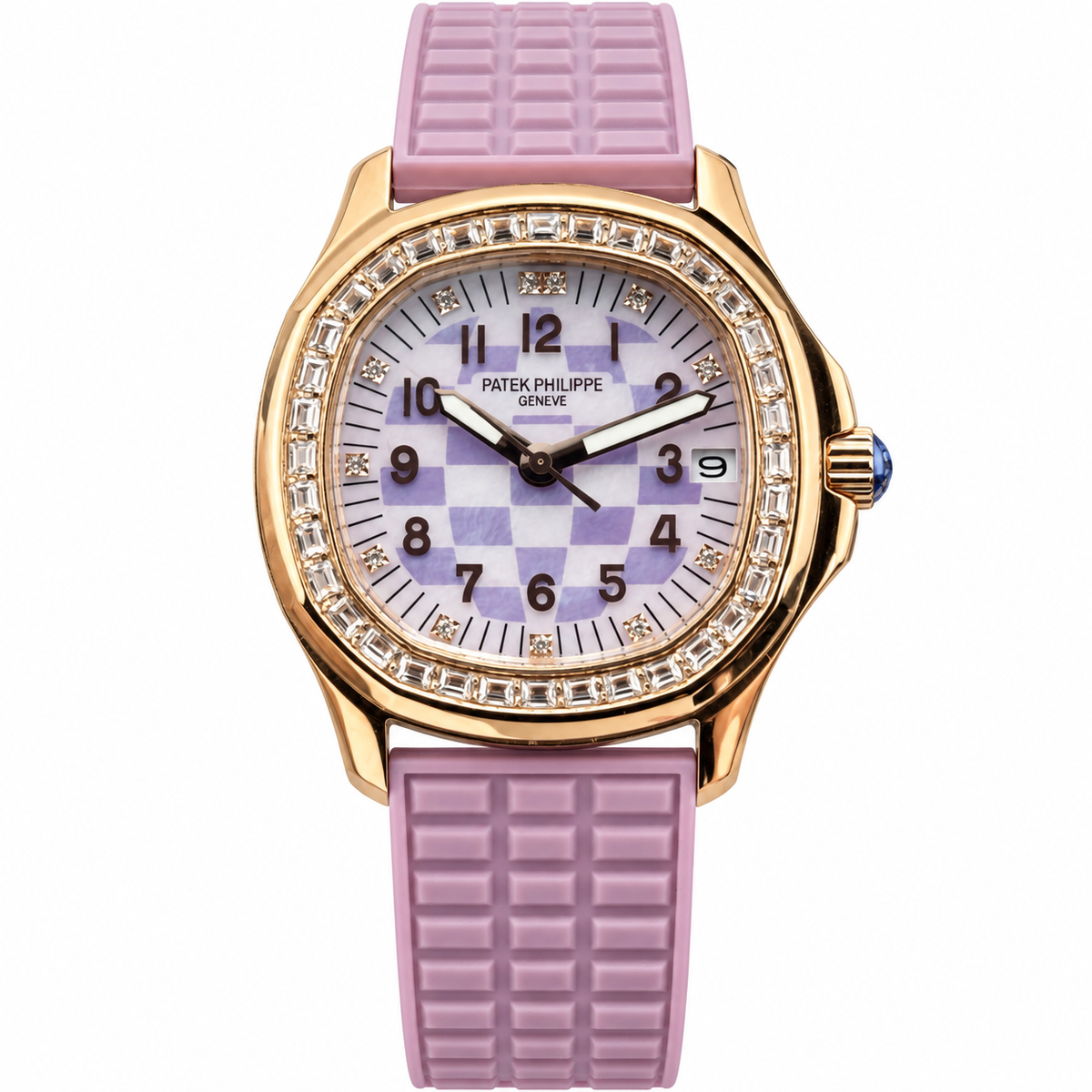 Patek Philippe Rose Gold Aquanaut Luce Diamond Bezel Pink Strap