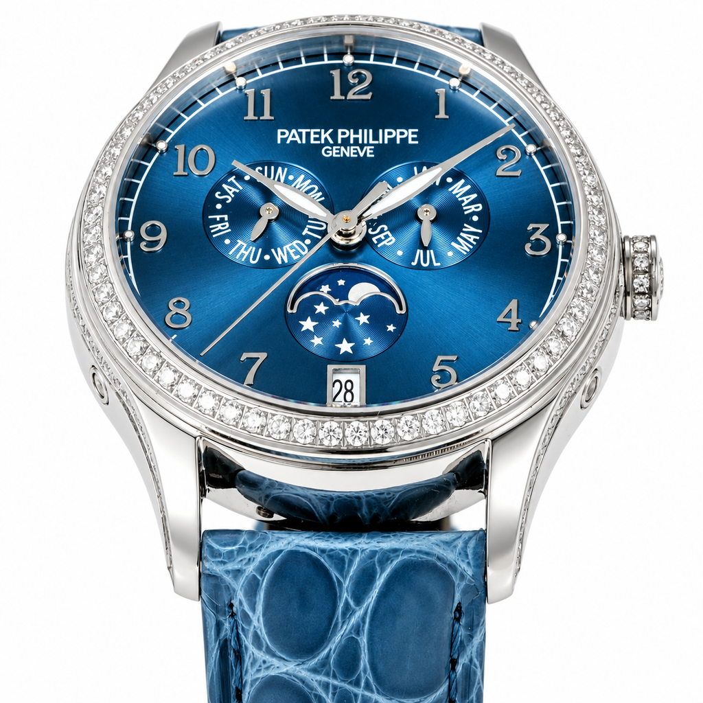 Patek Philippe White Gold Annual Calendar Diamond Blue Dial Star Moon Phase