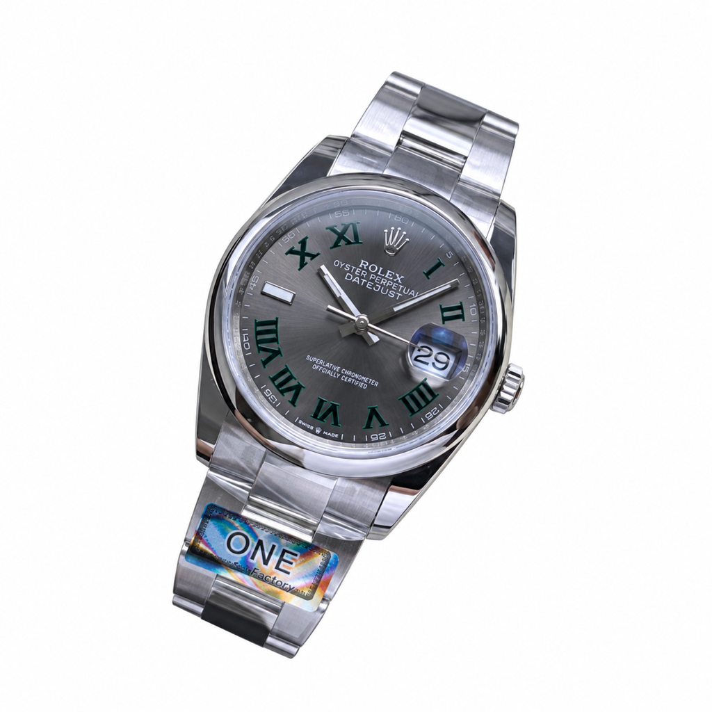 Rolex Steel Datejust Wimbledon Slate Roman Watch