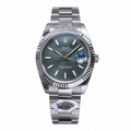 Rolex Steel Datejust Mint Green Fluted Bezel Watch