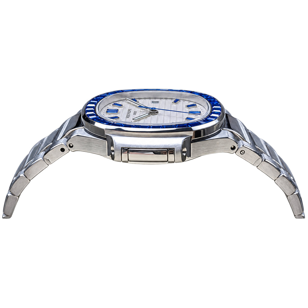 Patek Philippe Nautilus Steel Sapphire Baguette Bezel White Dial 35mm