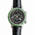 Patek Philippe White Gold Sky Moon Celestial Emerald Bezel Black Dial
