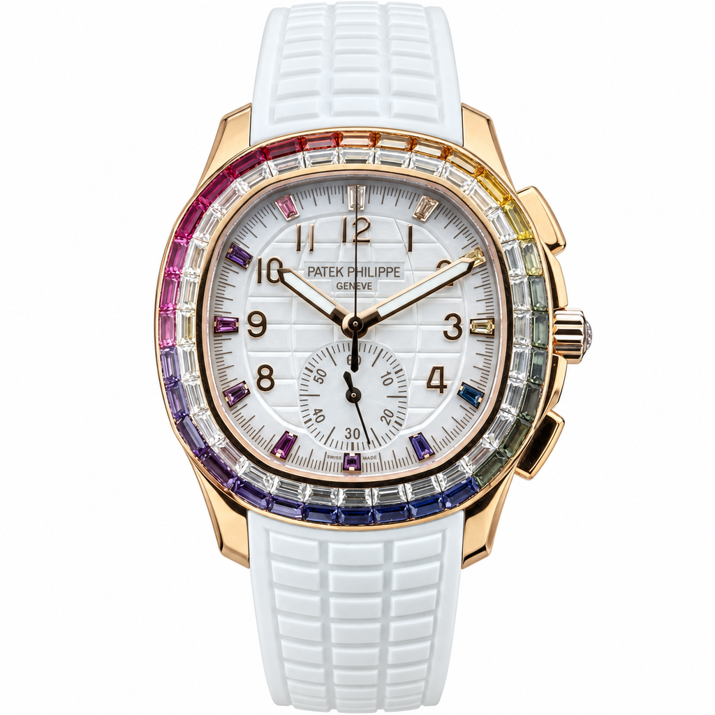 Patek Philippe Rose Gold Aquanaut Chronograph Rainbow White