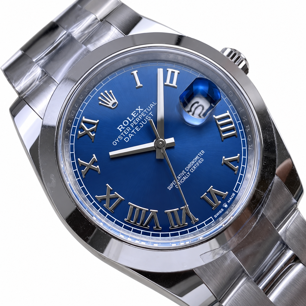 Rolex Steel Datejust Blue Roman Dial Watch