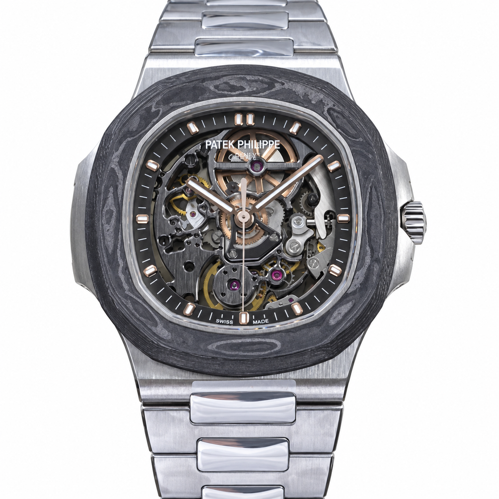 Patek Philippe Nautilus Skeleton Carbon Bezel Pearl Project