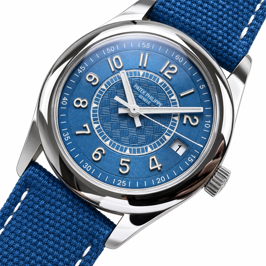 Patek Philippe Calatrava Date 40mm Steel Blue Dial NATO Strap
