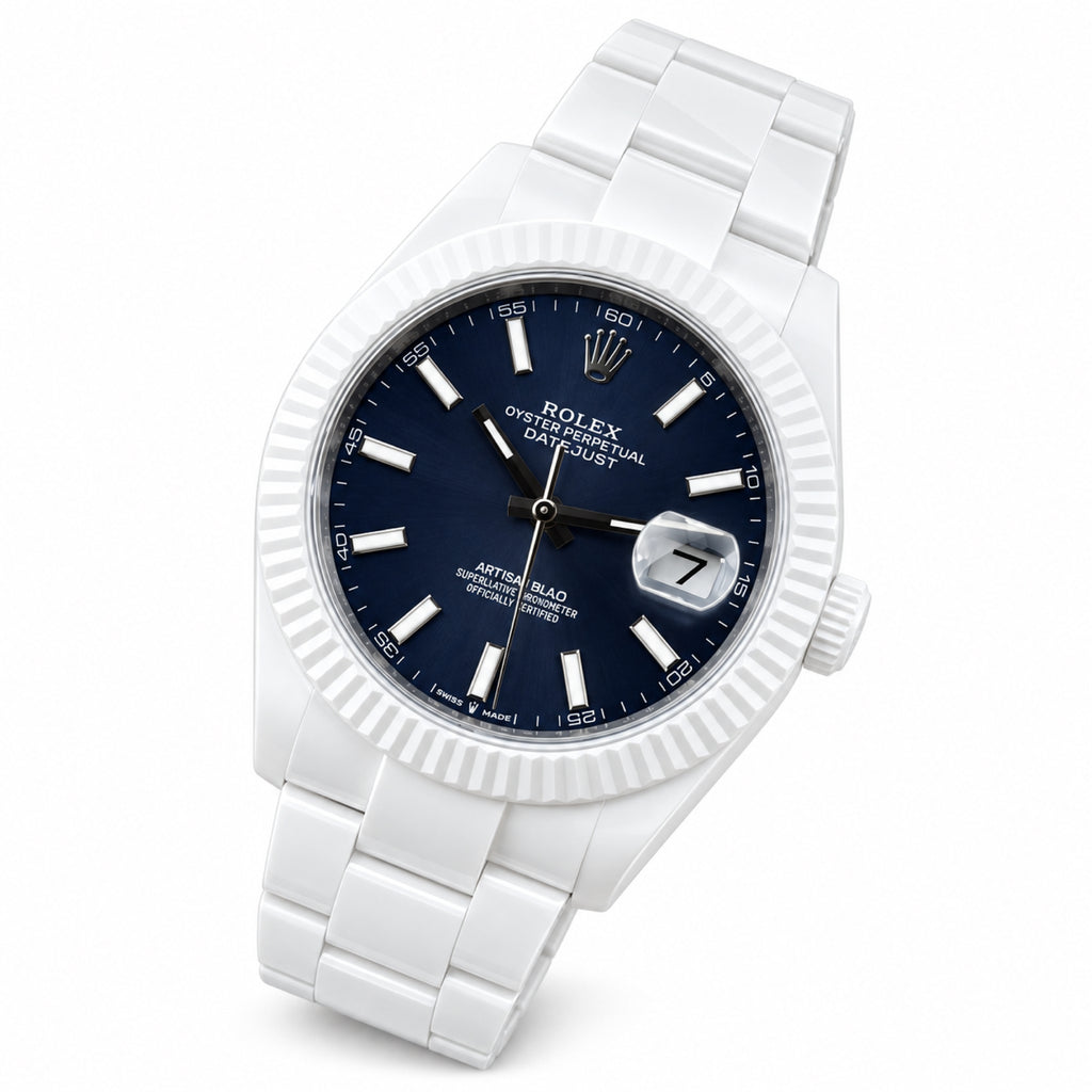 Rolex Datejust Full White Ceramic Black Dial Watch