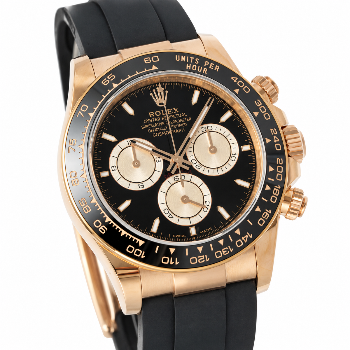 Rolex Everose Gold Daytona Black Pink Subdial Watch