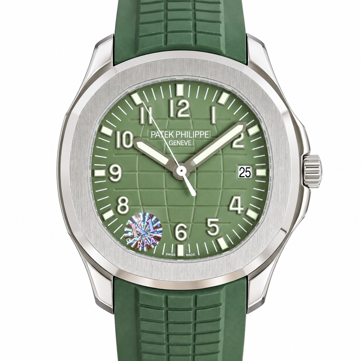 Patek Philippe White Gold Aquanaut Olive Green Dial Date