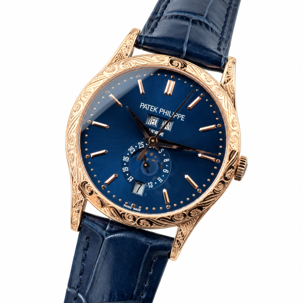 Patek Philippe Annual Calendar Moon Phase 38.5mm Rose Gold Blue Dial