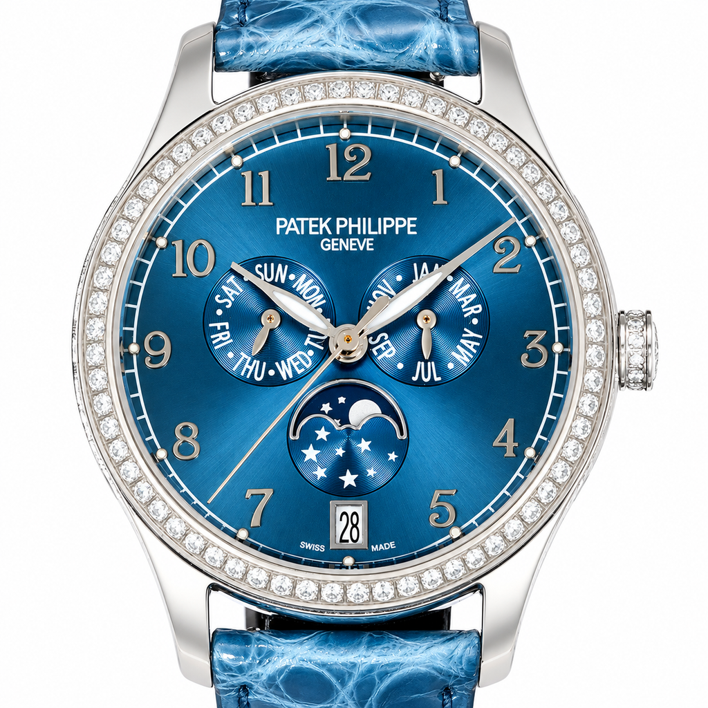 Patek Philippe White Gold Annual Calendar Diamond Blue Dial Star Moon Phase