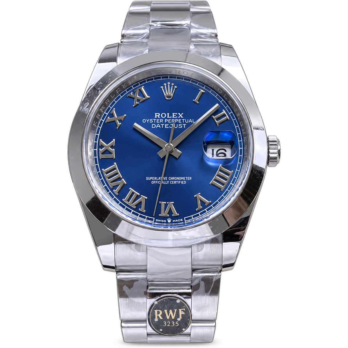 Rolex Steel Datejust Blue Roman Dial Watch