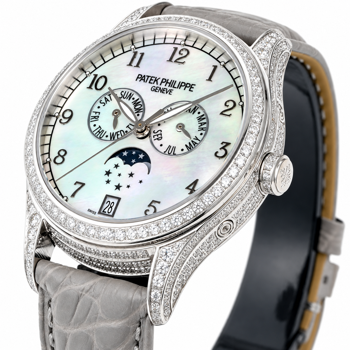 Patek Philippe White Gold Annual Calendar Full Diamond Star Moon Phase