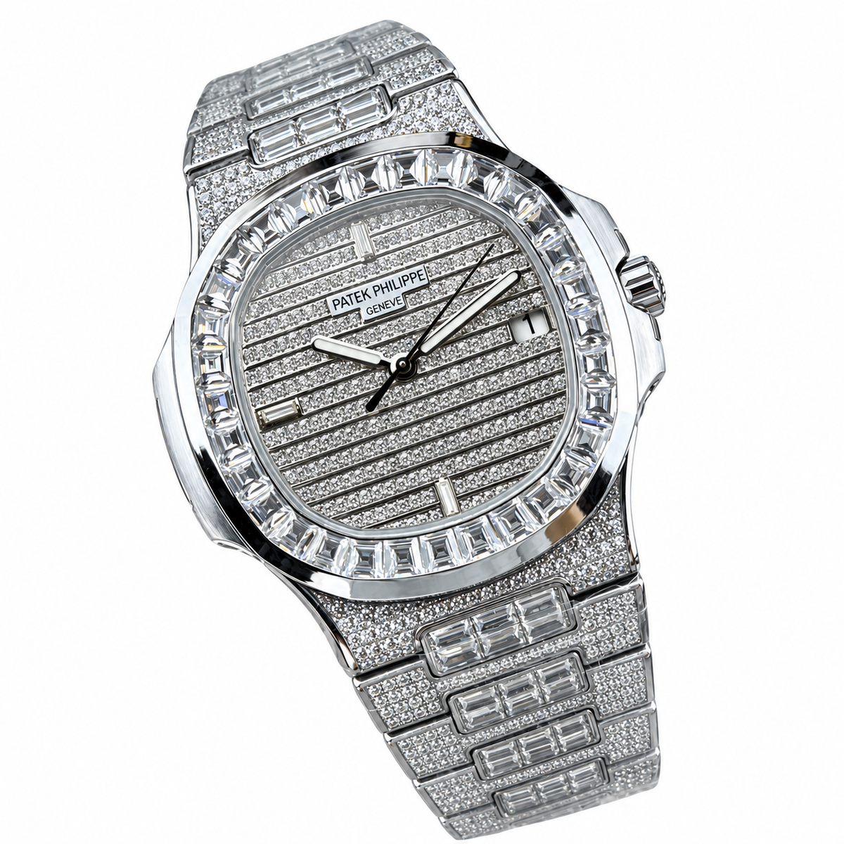 Patek Philippe White Gold Nautilus Full Diamond Iced Out Bracelet