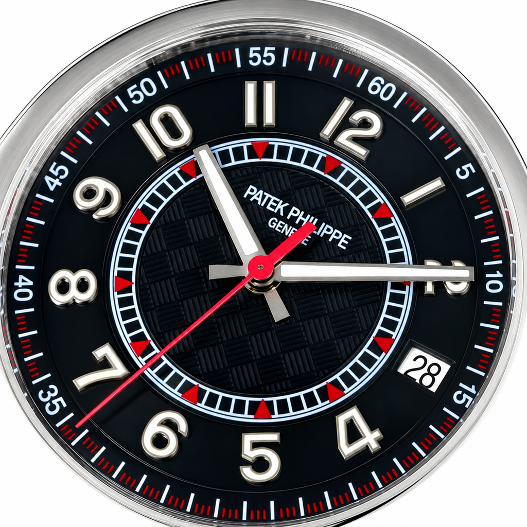 Patek Philippe Calatrava Date 40mm Steel Black Dial Red Accent Rubber Strap