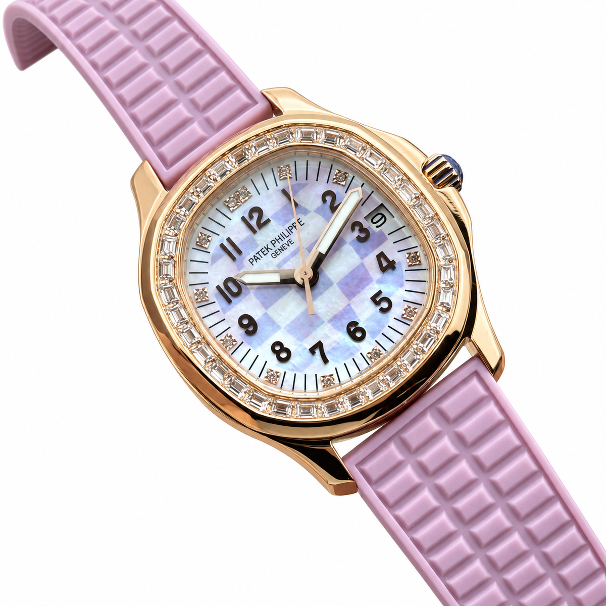 Patek Philippe Rose Gold Aquanaut Luce Diamond Bezel Pink Strap