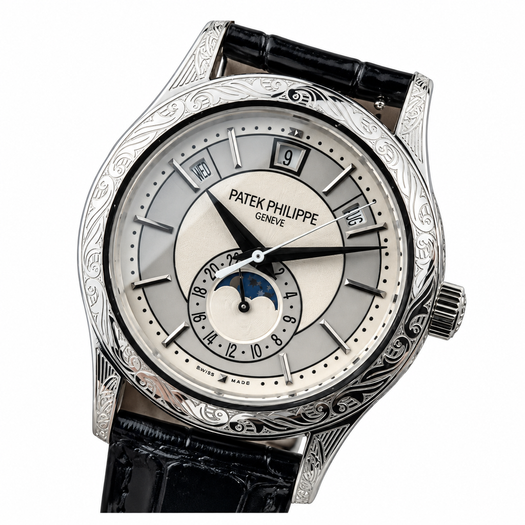 Patek Philippe Annual Calendar Moon Phase 40mm White Gold Silver Dial
