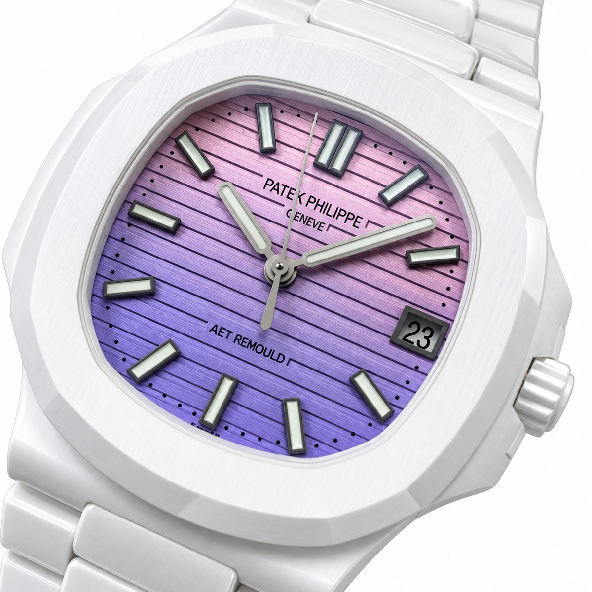 Patek Philippe White Ceramic Nautilus Pink Purple Gradient