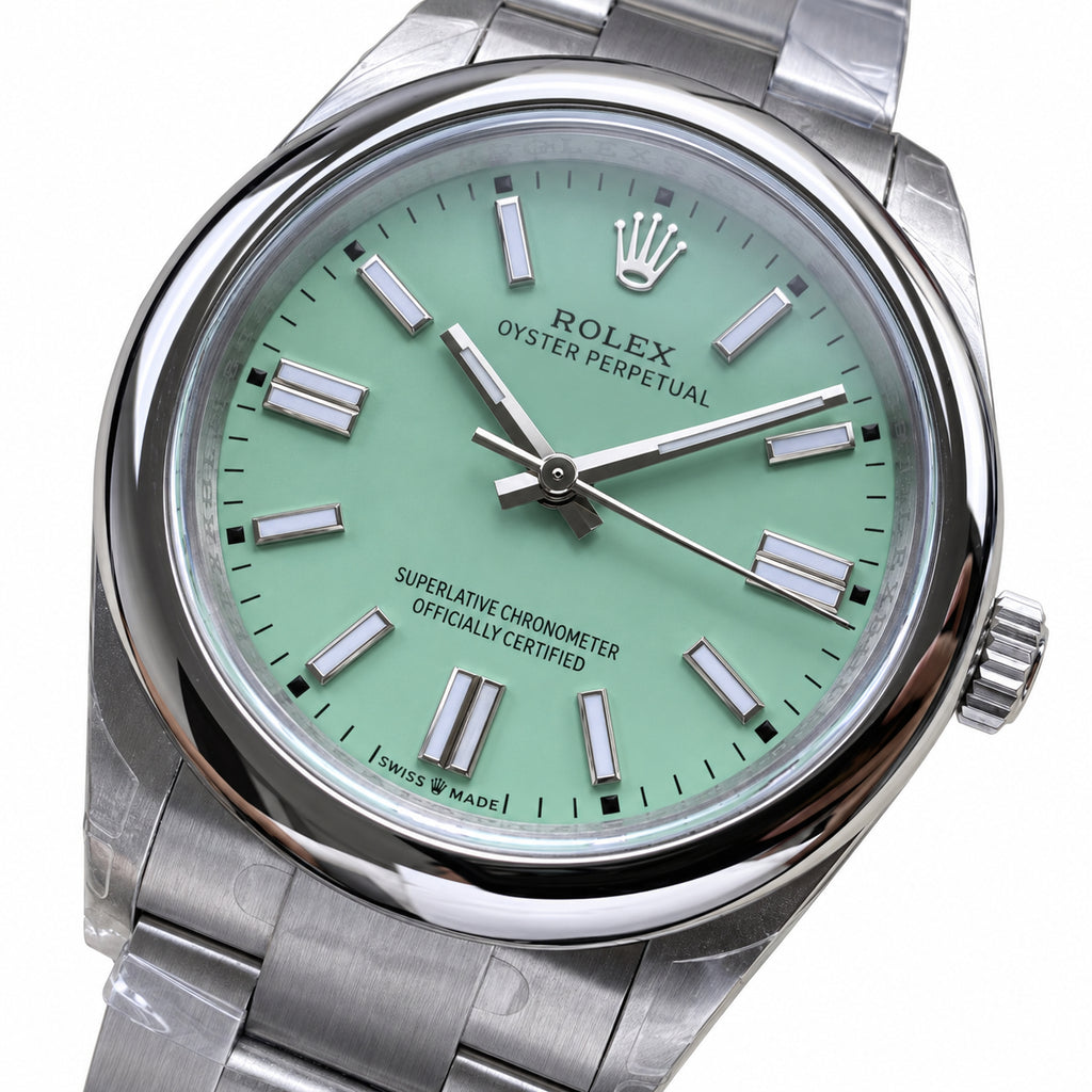Rolex Steel Oyster Perpetual Mint Green Watch
