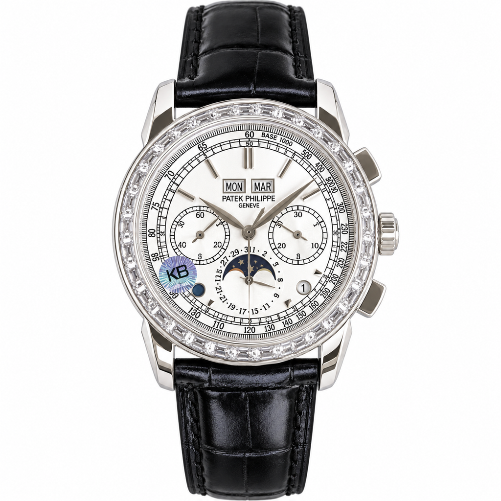 Patek Philippe Grand Complication Perpetual Calendar Chronograph 41mm White Gold Sapphire Pushers Diamond Bezel