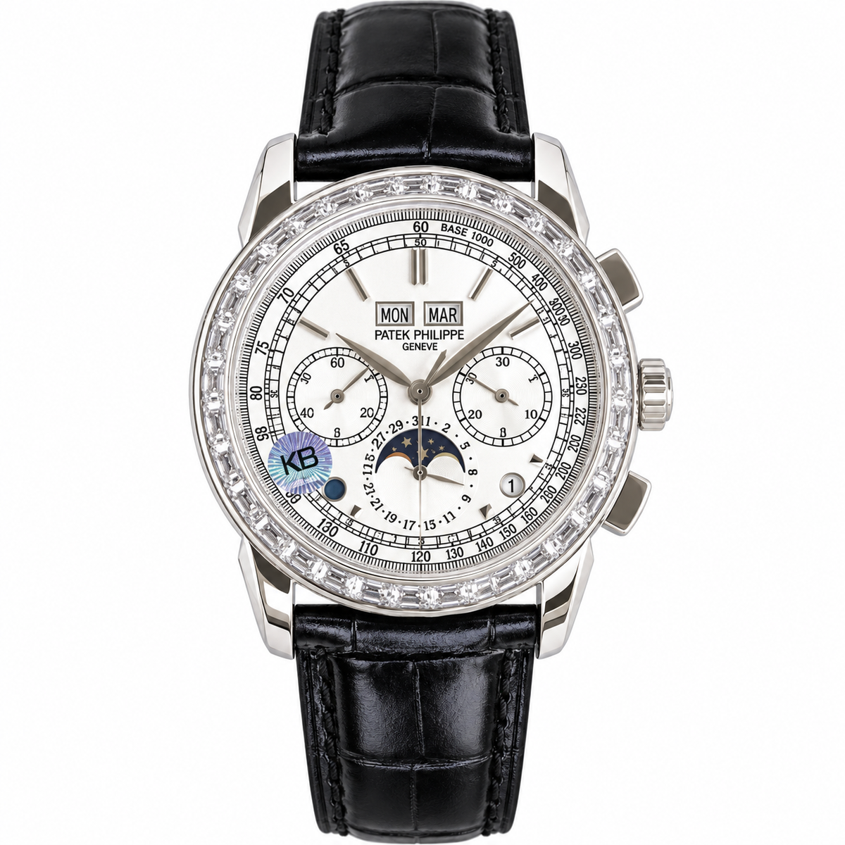 Patek Philippe Grand Complication Perpetual Calendar Chronograph 41mm White Gold Sapphire Pushers Diamond Bezel