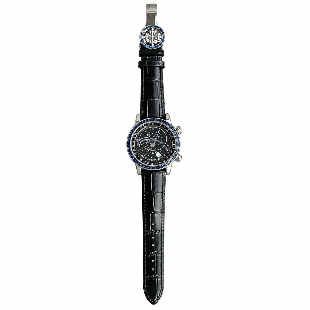 Patek Philippe White Gold Sky Moon Celestial Blue Sapphire Bezel