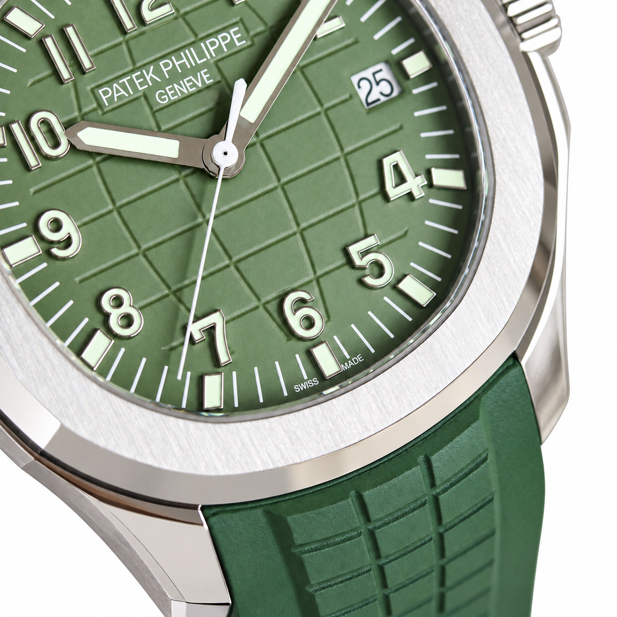 Patek Philippe White Gold Aquanaut Olive Green Dial Date