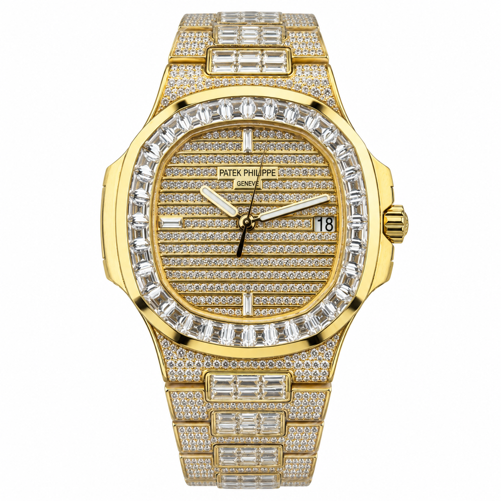 Patek Philippe Yellow Gold Nautilus Full Diamond Bracelet