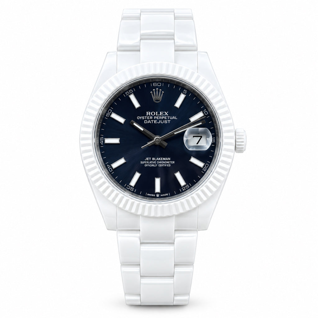 Rolex Datejust Full White Ceramic Black Dial Watch