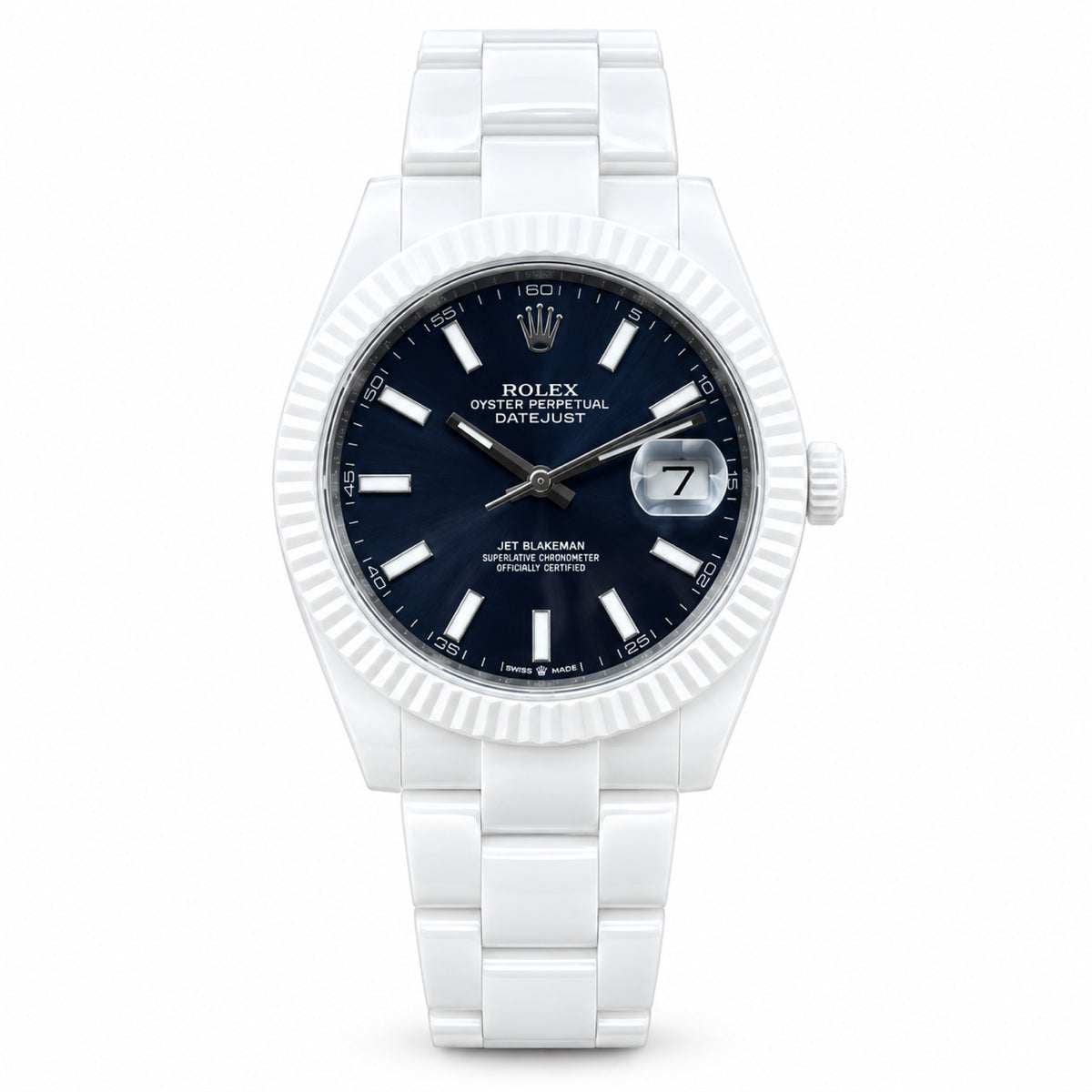 Rolex Datejust Full White Ceramic Black Dial Watch