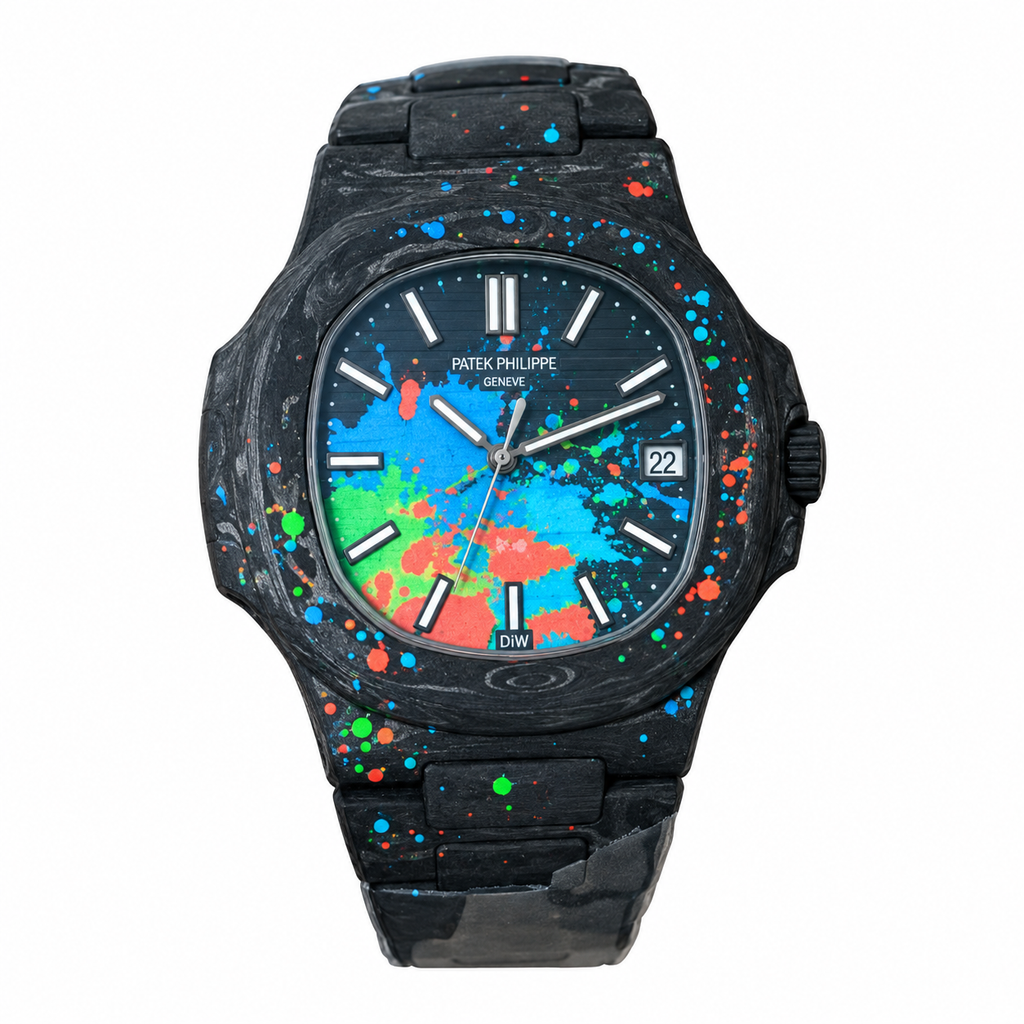 Patek Philippe Nautilus DiW Full Carbon Paint Splash Art Dial 40mm