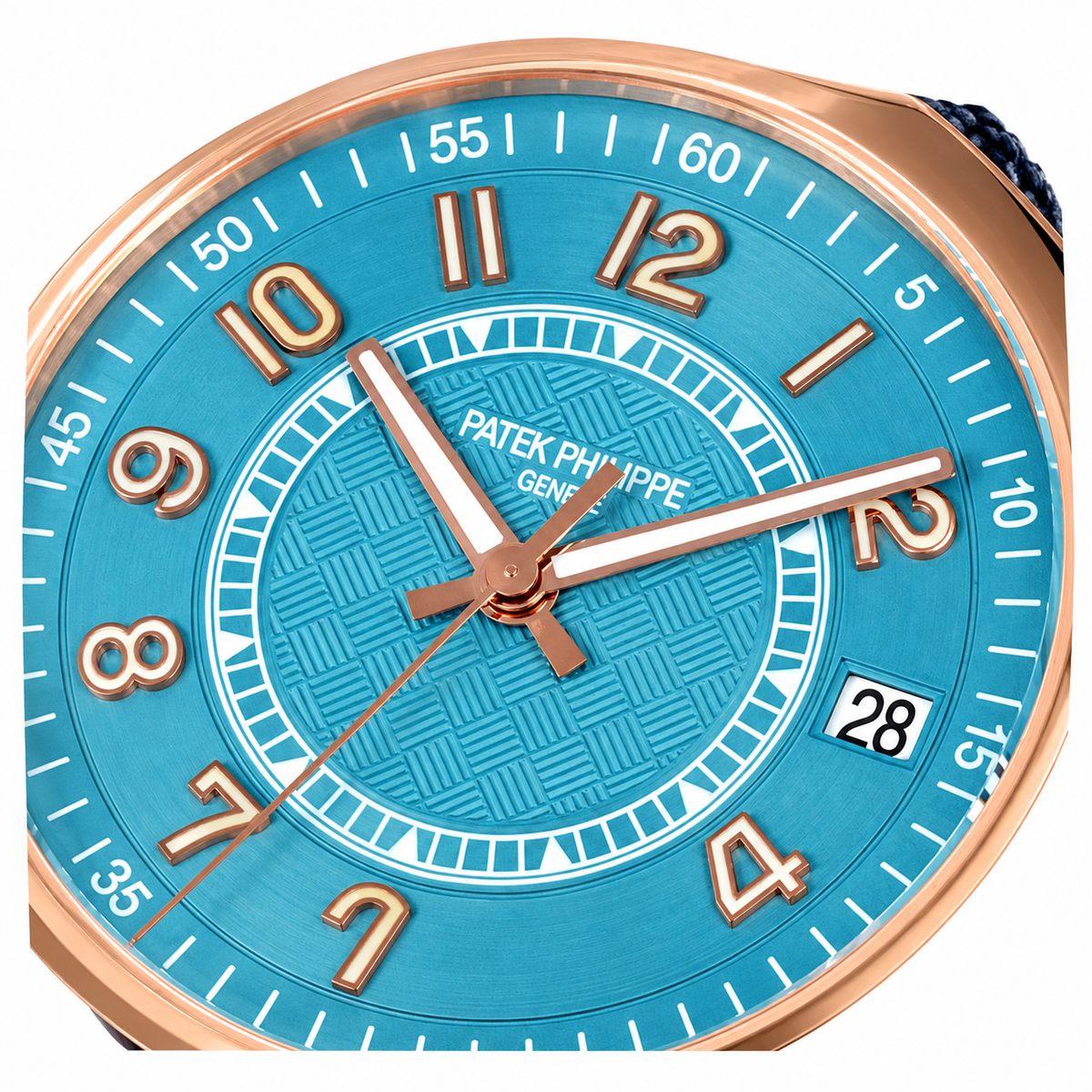 Patek Philippe Calatrava Date 40mm Rose Gold Teal Dial NATO Strap
