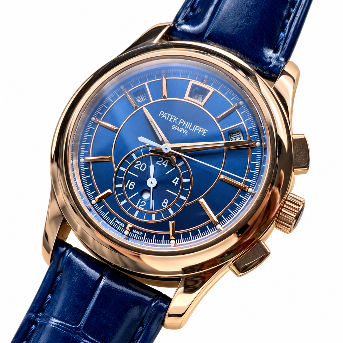 Patek Philippe Rose Gold Annual Calendar Chronograph Blue Dial Ref. 5905R