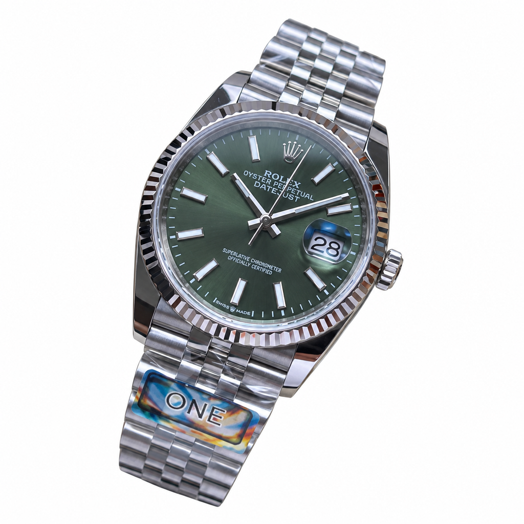 Rolex Steel Datejust Mint Green Fluted Jubilee Watch
