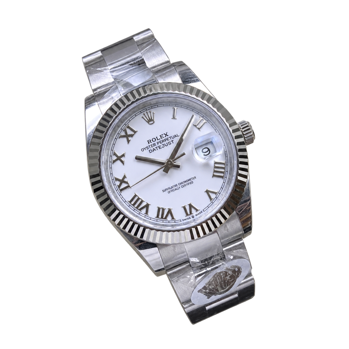 Rolex Steel Datejust White Roman Dial Watch