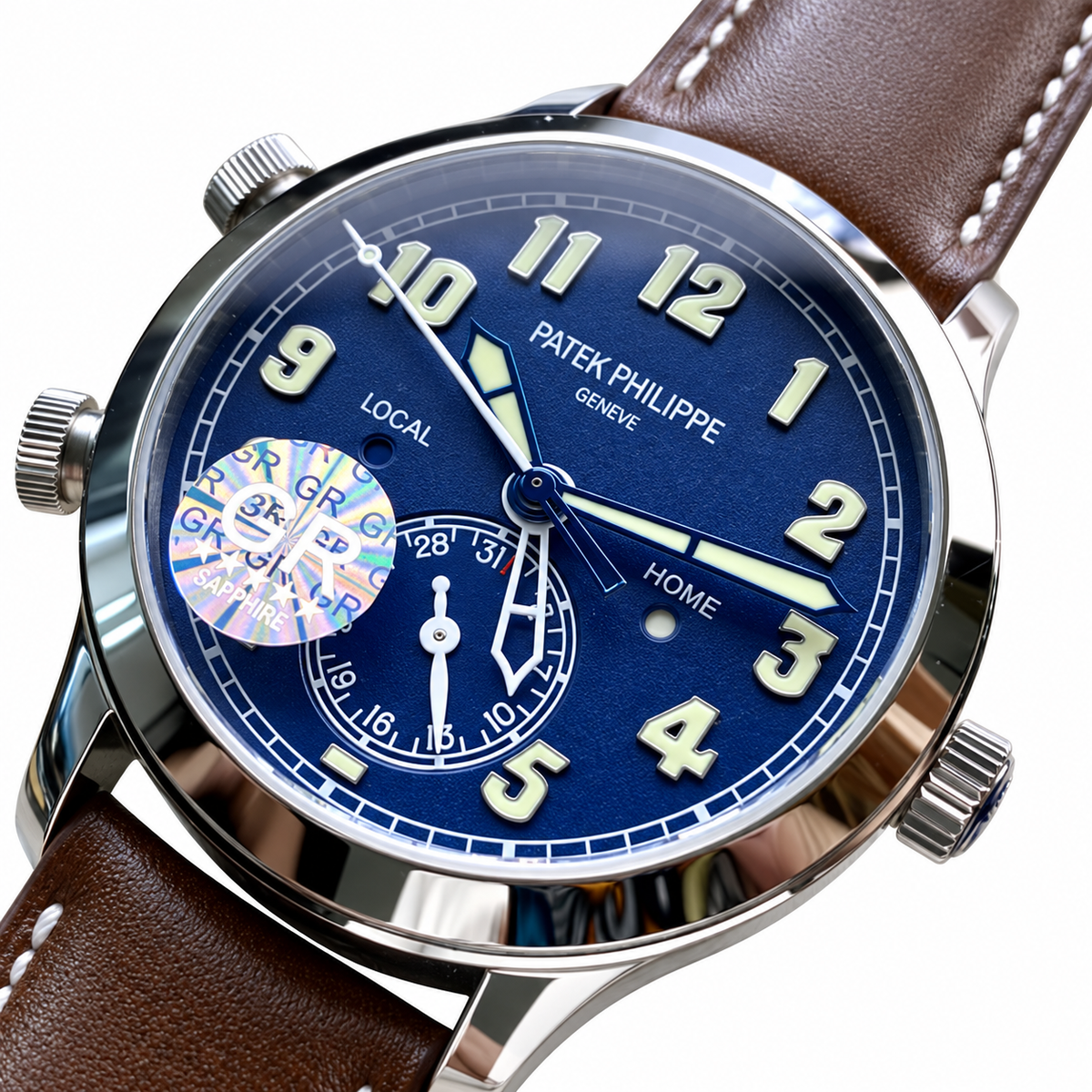 Patek Philippe Calatrava Pilot Travel Time 42mm Steel Blue Dial Dual Time Zone