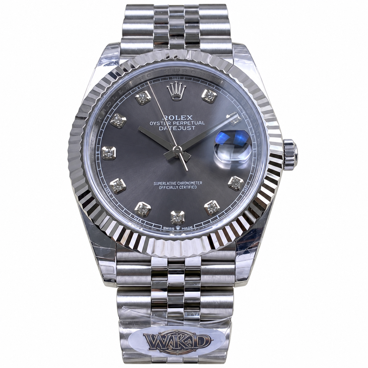 Rolex Steel Datejust Slate Diamond Dial Watch