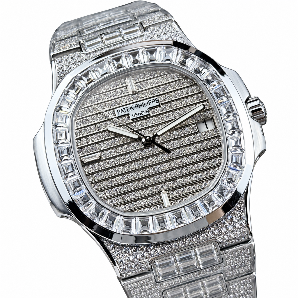 Patek Philippe White Gold Nautilus Full Diamond Iced Out Bracelet