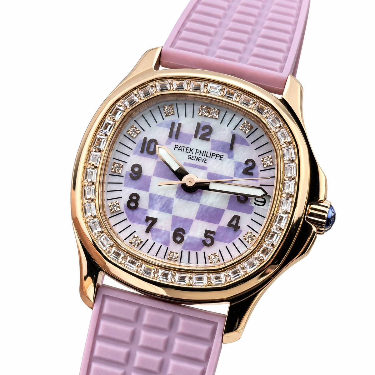 Patek Philippe Rose Gold Aquanaut Luce Diamond Bezel Pink Strap
