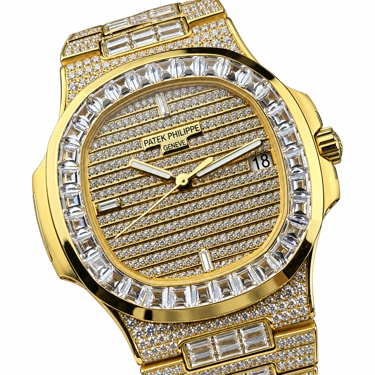 Patek Philippe Yellow Gold Nautilus Full Diamond Bracelet