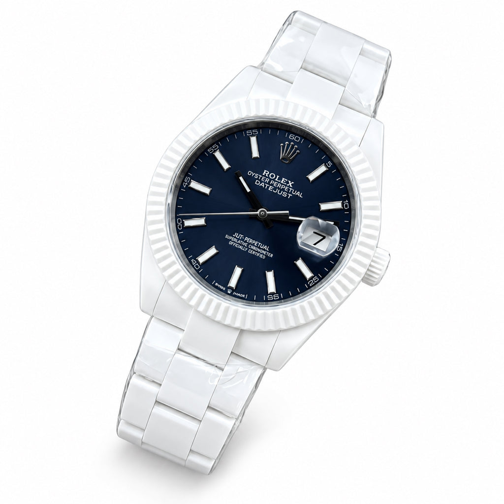 Rolex Datejust Full White Ceramic Black Dial Watch