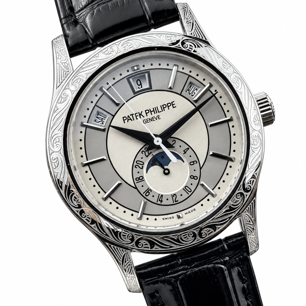 Patek Philippe Annual Calendar Moon Phase 40mm White Gold Silver Dial