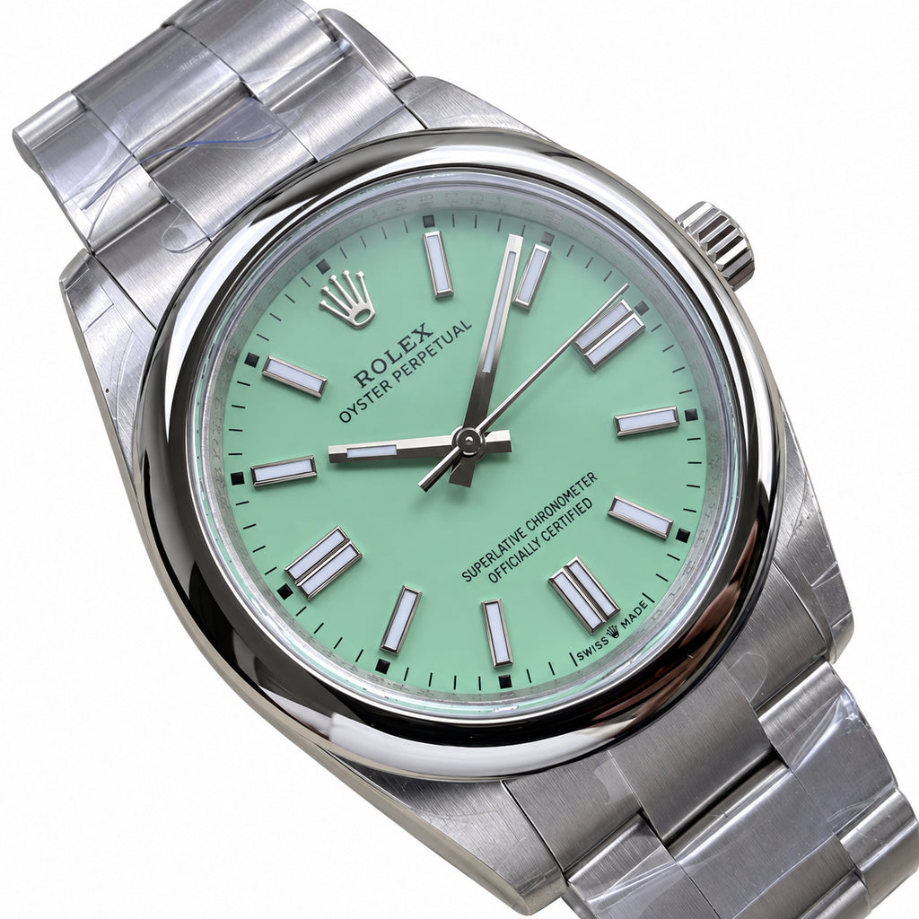 Rolex Steel Oyster Perpetual Mint Green Watch