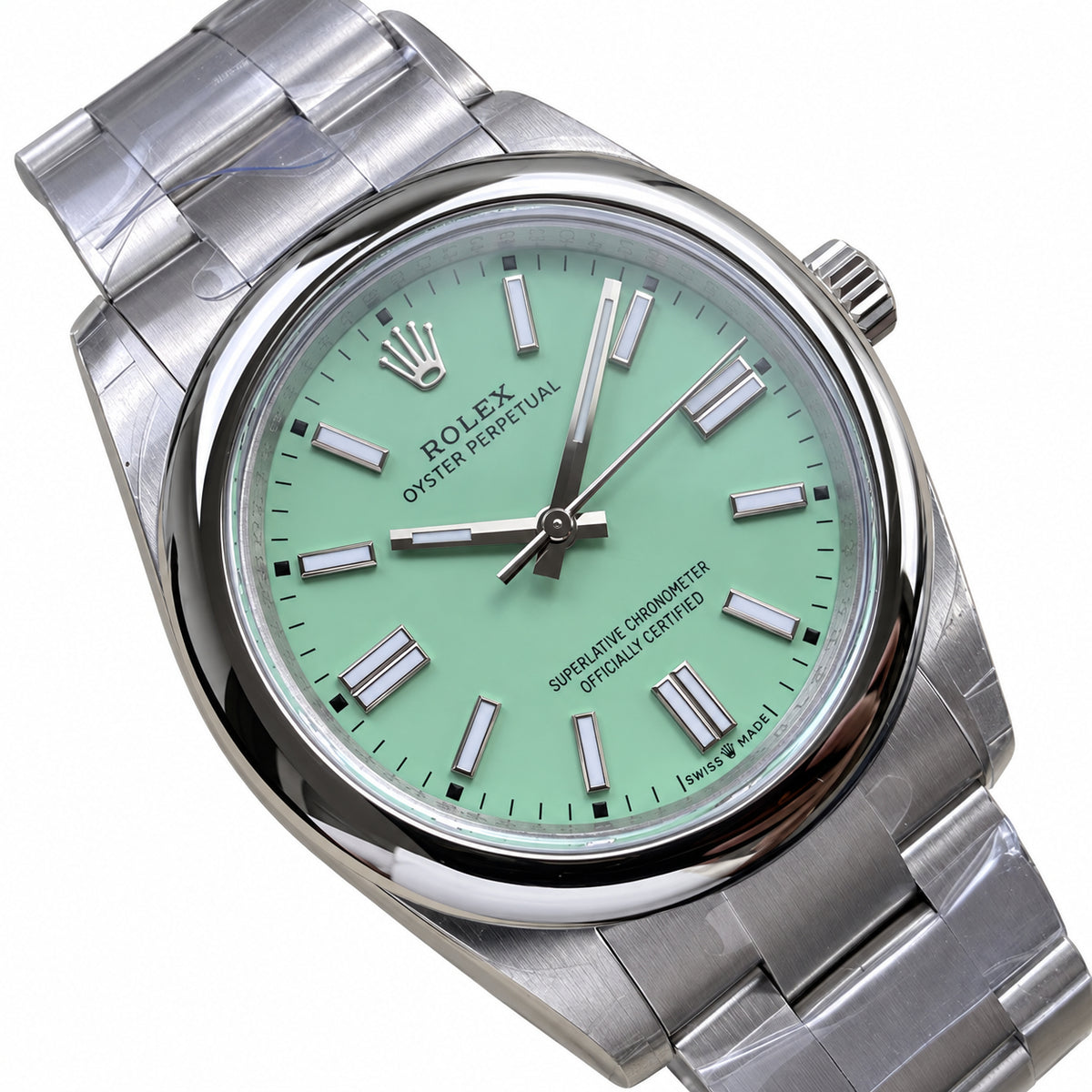 Rolex Steel Oyster Perpetual Mint Green Watch