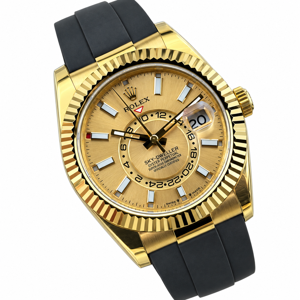Rolex Yellow Gold Sky-Dweller Champagne Watch