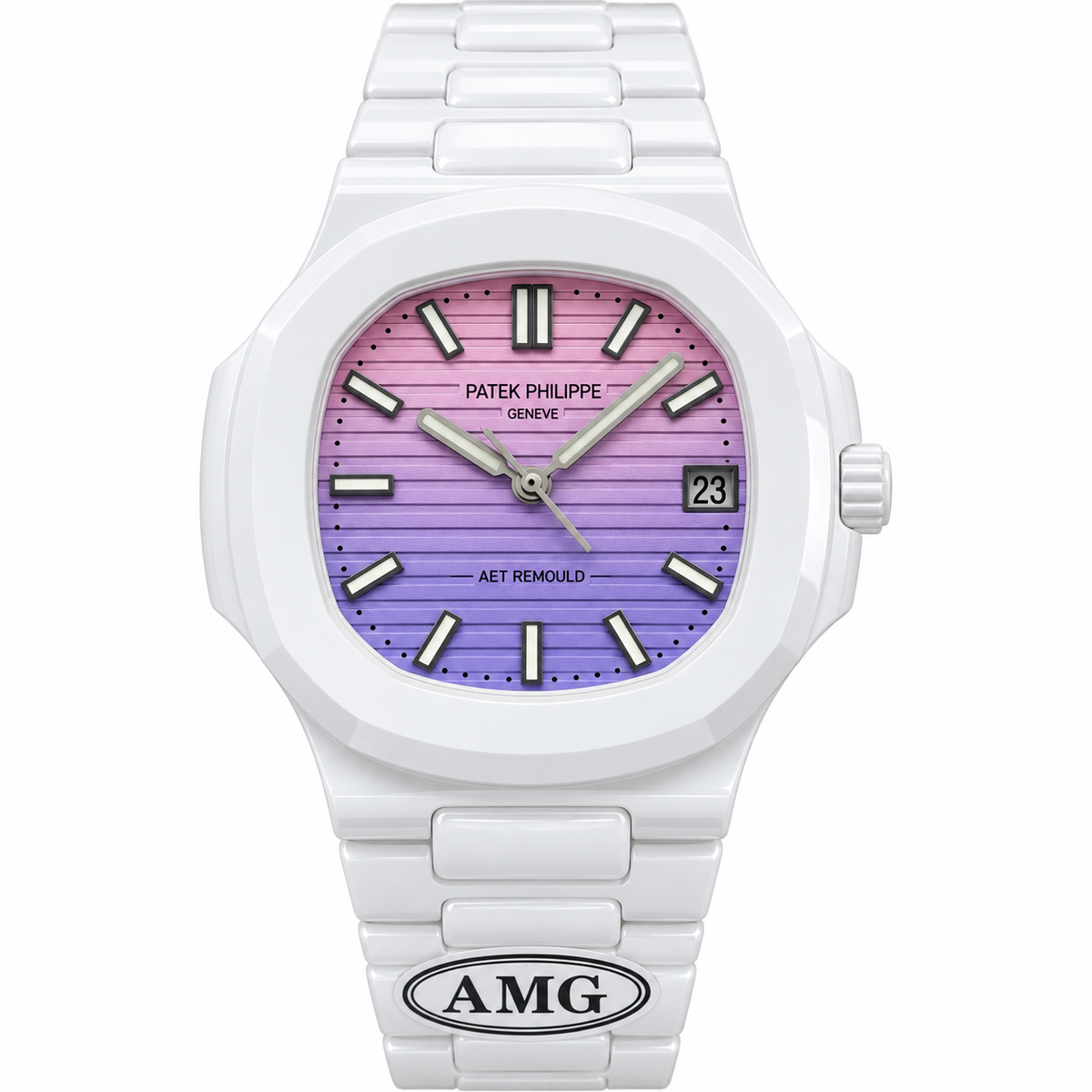 Patek Philippe White Ceramic Nautilus Pink Purple Gradient