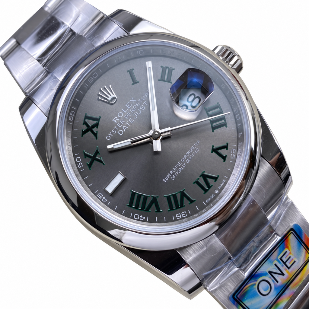 Rolex Steel Datejust Wimbledon Slate Roman Watch