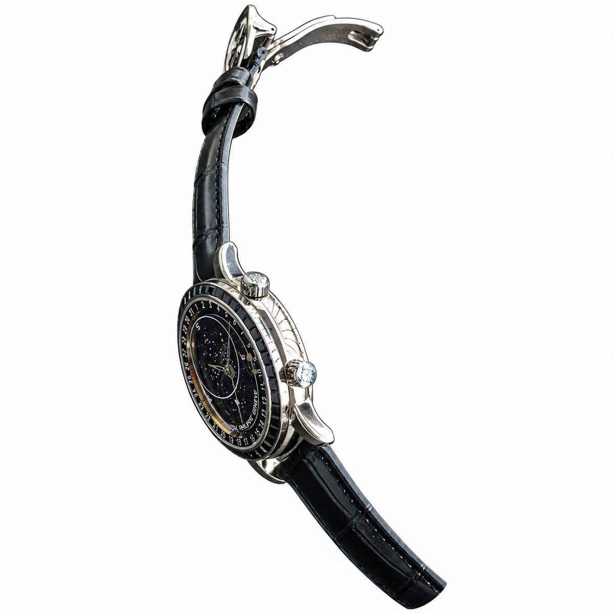 Patek Philippe White Gold Sky Moon Celestial Blue Dial Sapphire Bezel