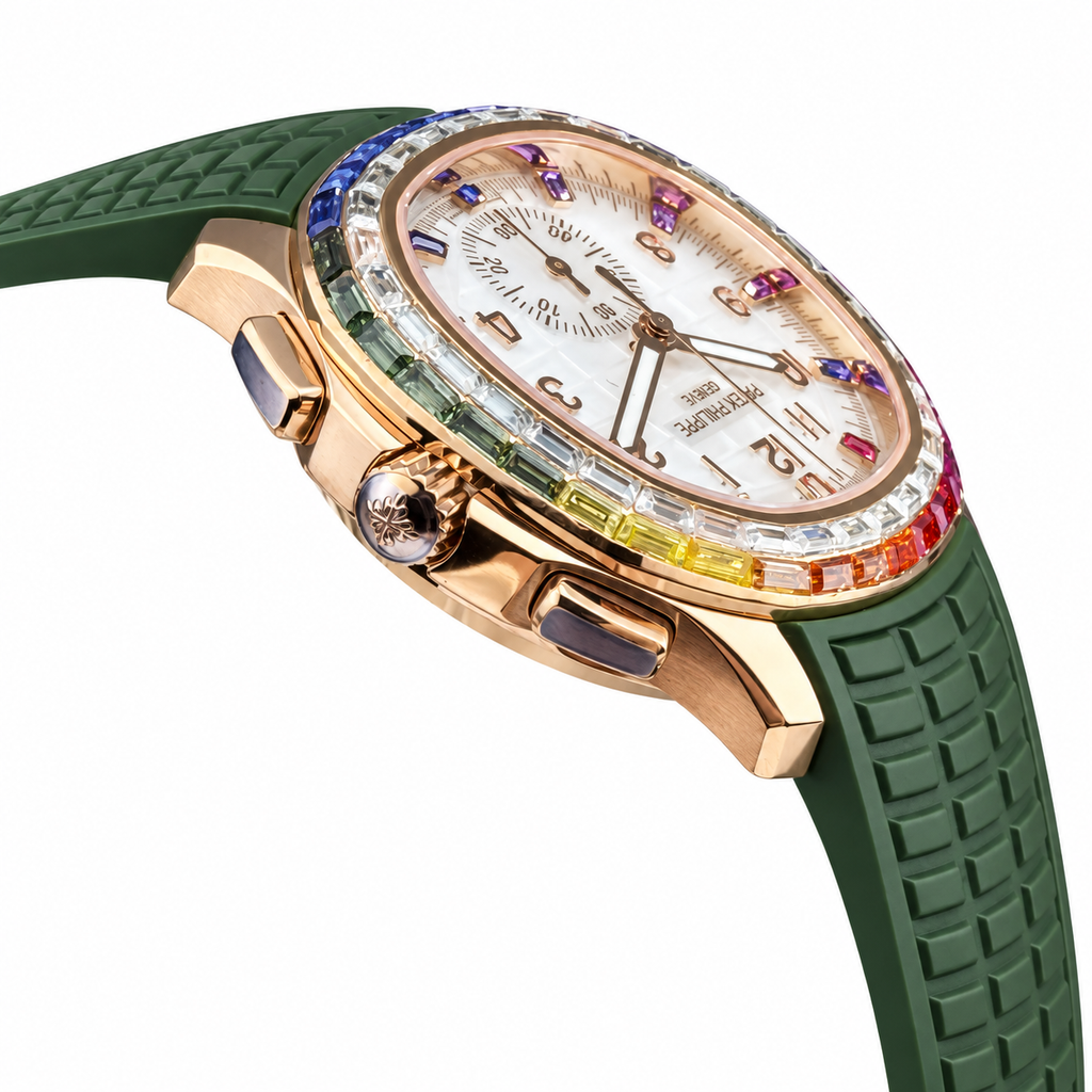 Patek Philippe Rose Gold Aquanaut Chronograph Rainbow Green